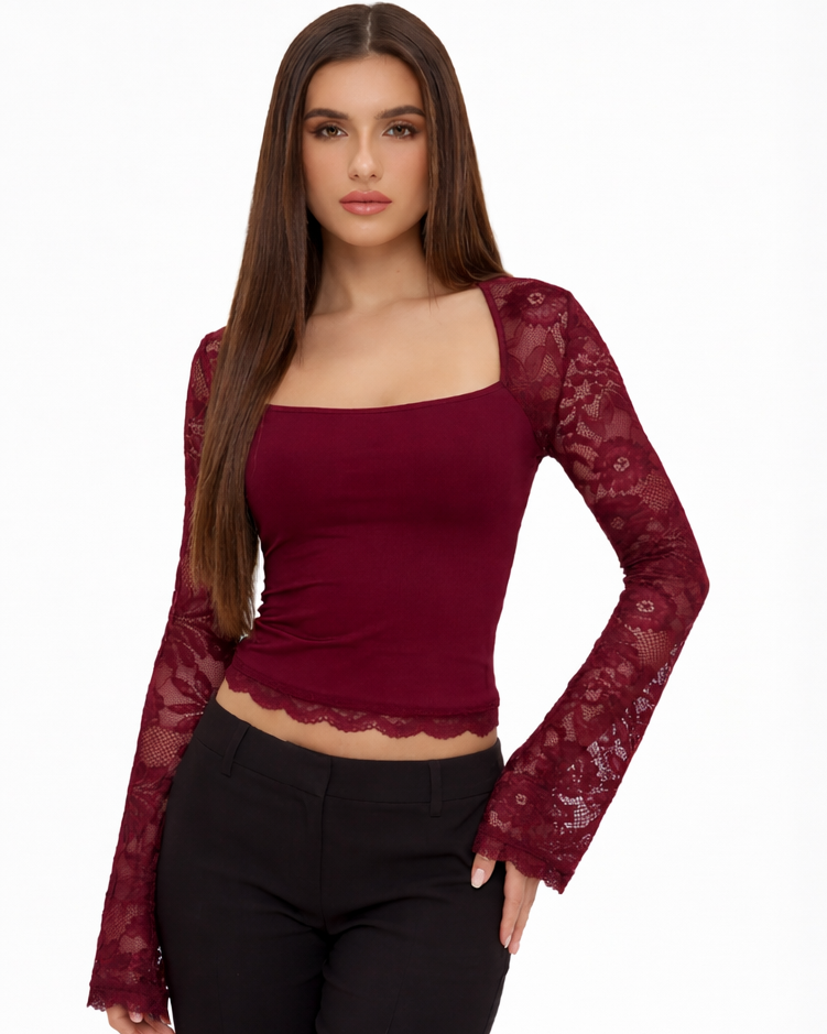 De Fashion Club l Lace Affair Long Sleeve Top