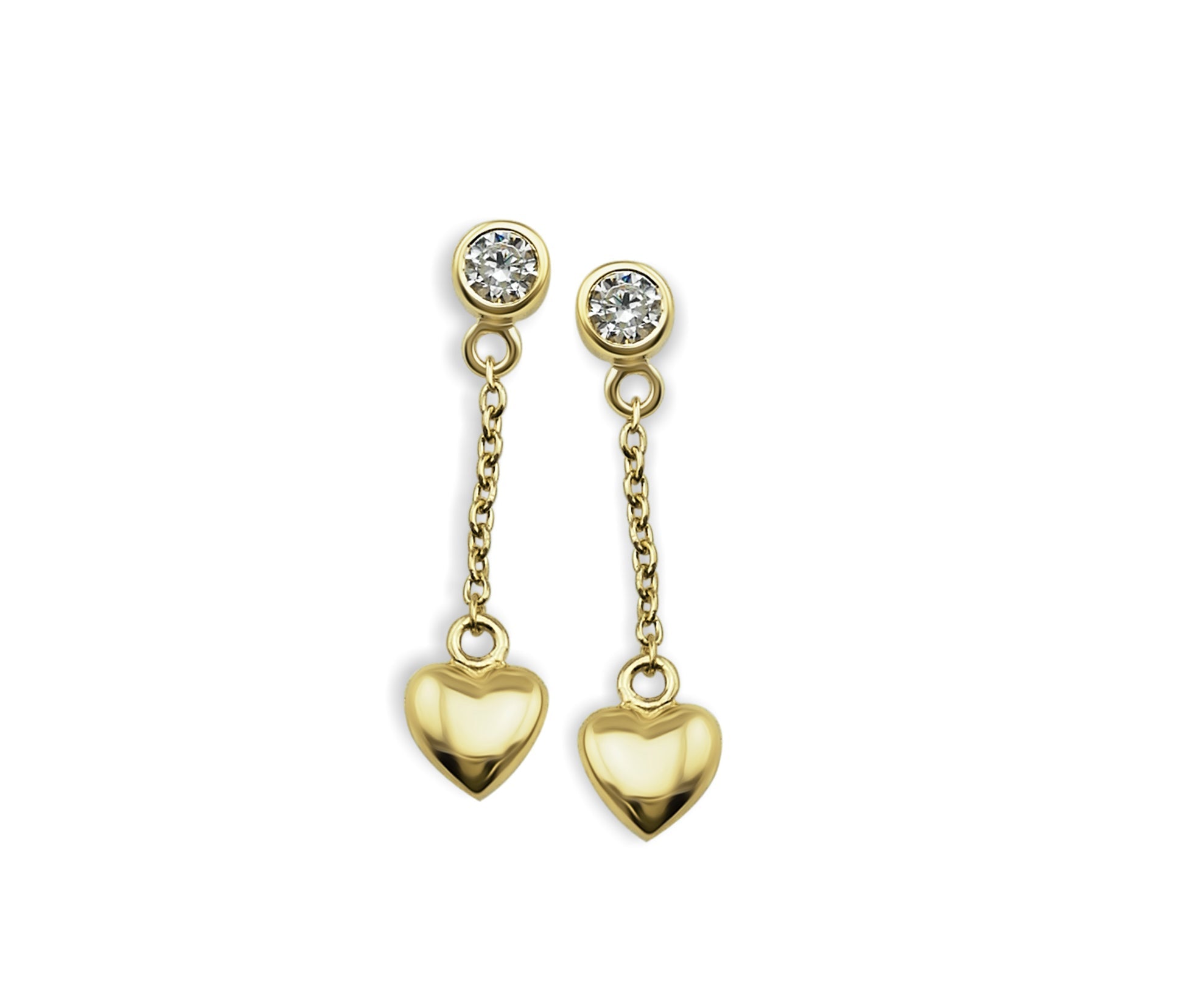 Oorhangers Hart 3D aan Ketting Goudkleur
