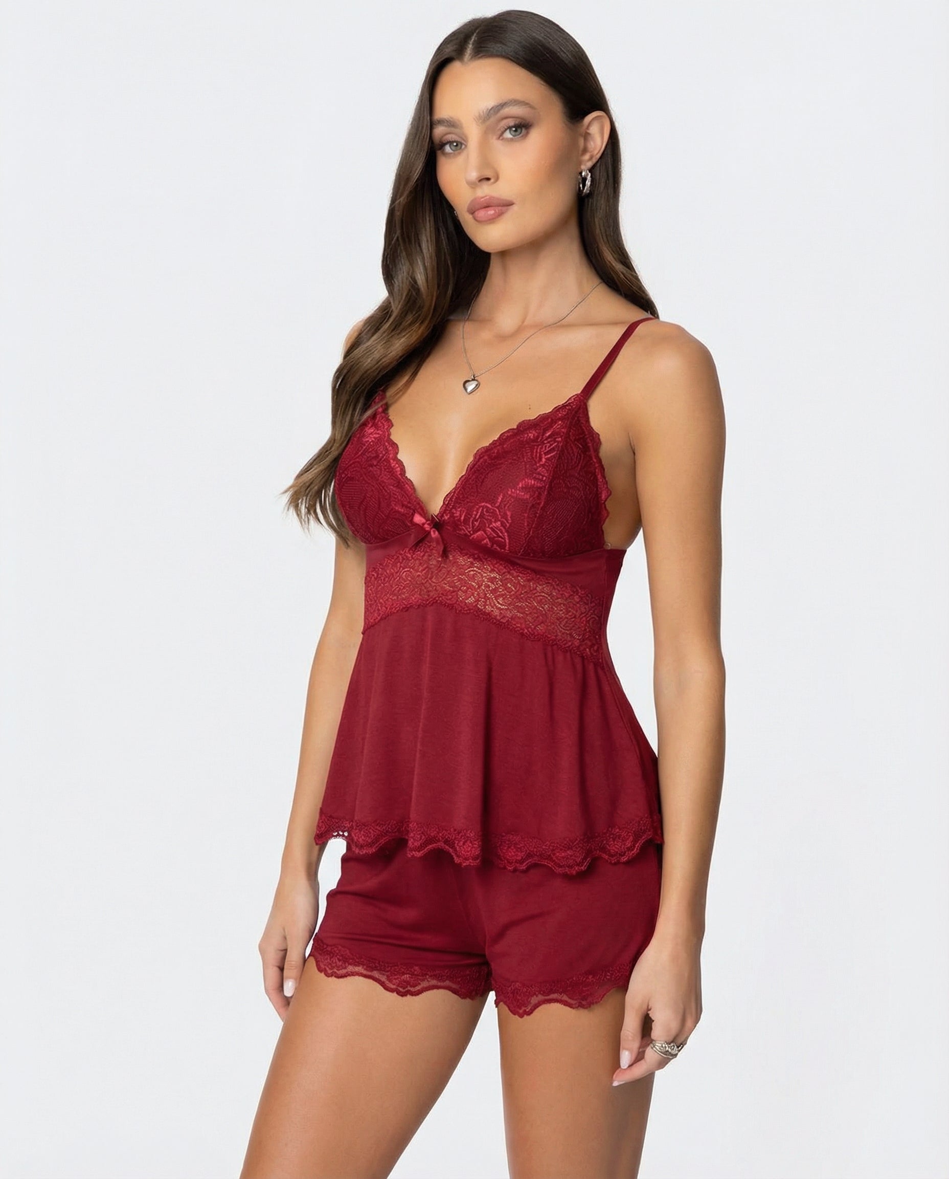 De Fashion Club Midnight Kiss Lace Set – Luxe Kant Lingerie Set voor Dames met Push-Up Effect